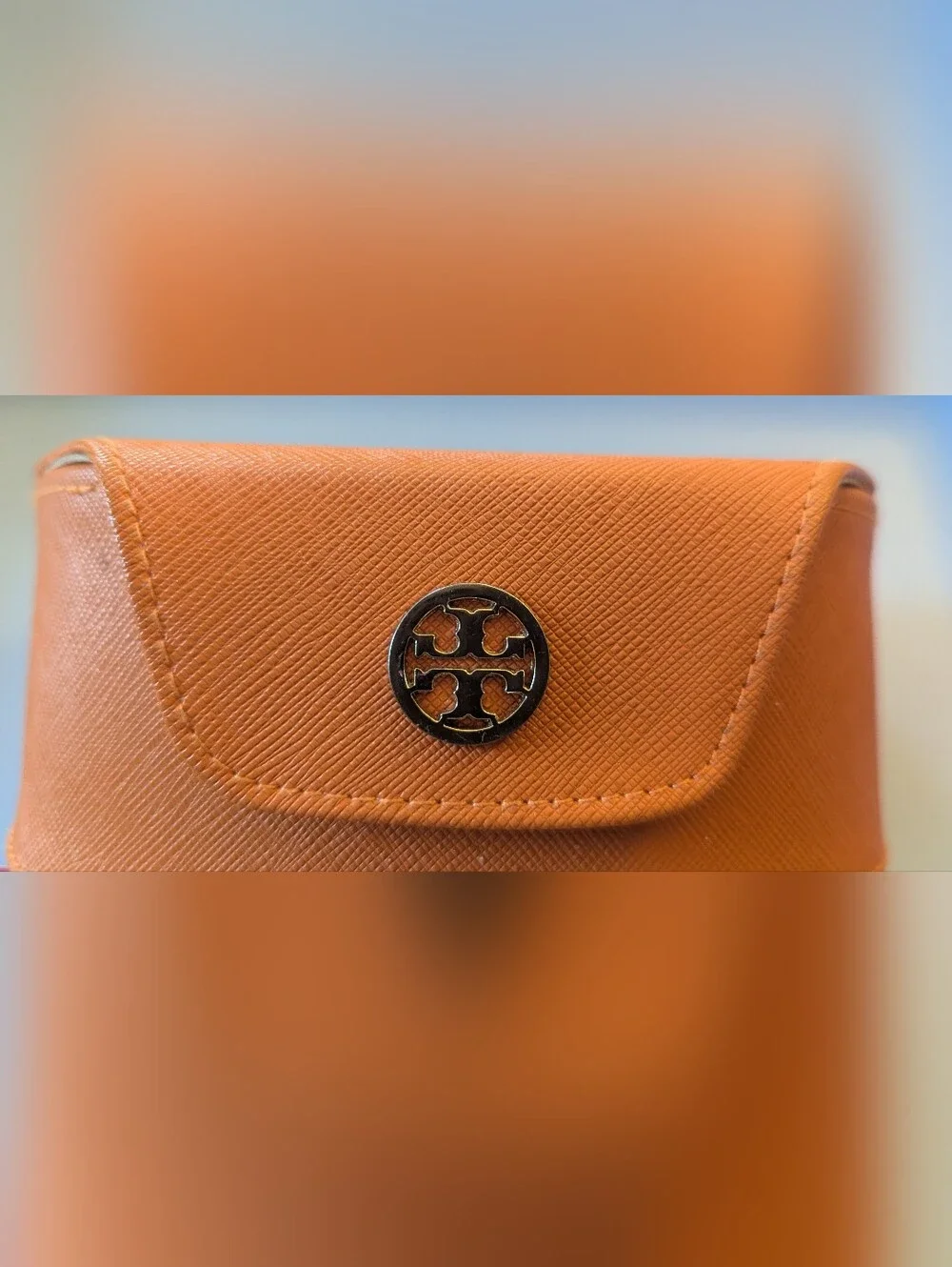 Tory Burch Faux Leather Textured Orange Eyeglasses Sunglasses Case